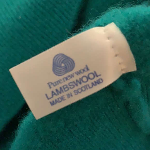 CLAN ROYAL VINTAGE LAMBSWOOL ARGYLE GRANDPA SWEATER TEAL SIZE L - Picture 6 of 7